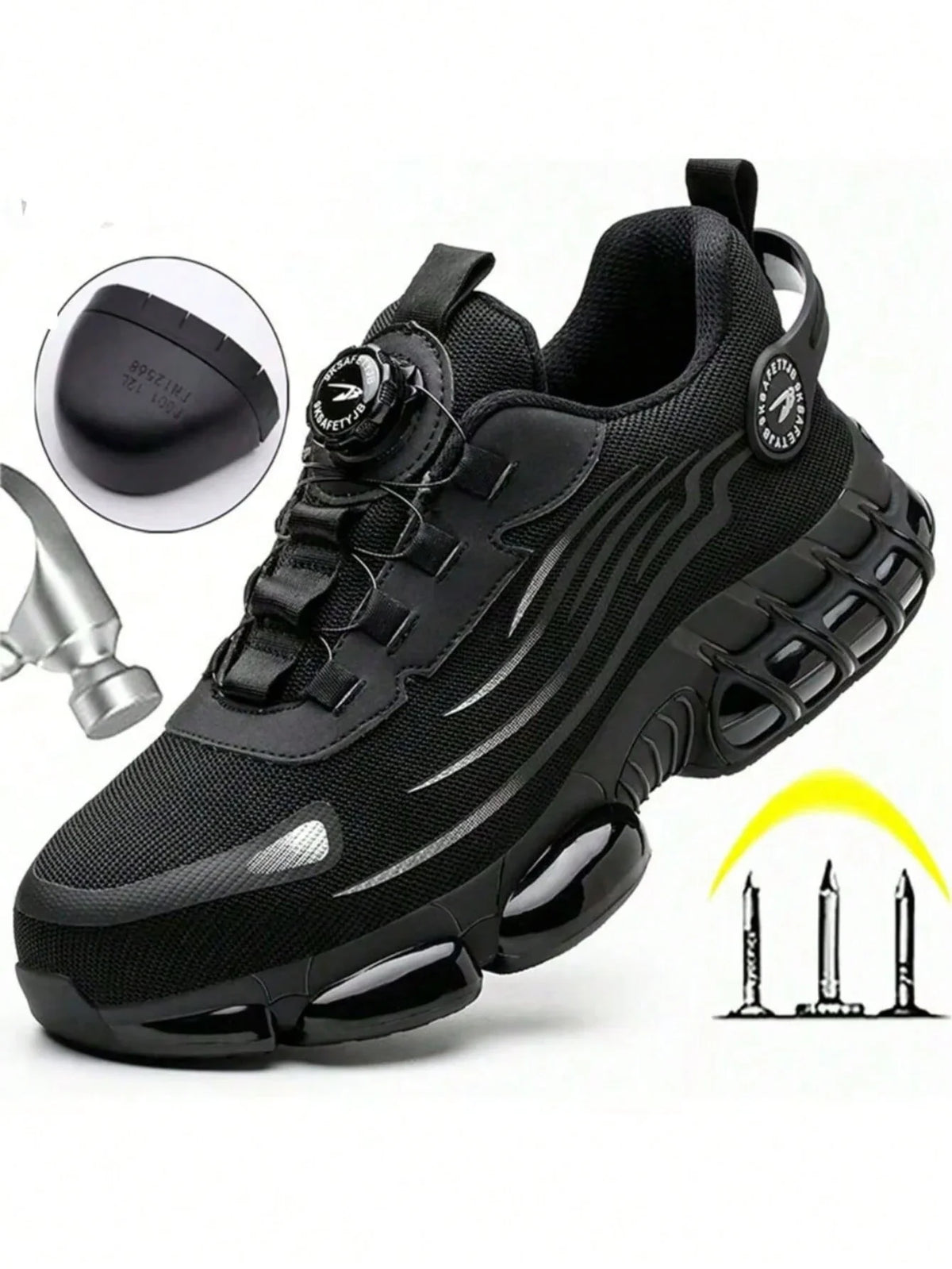 Men's Safety Shoes, Lightweight Breathable Anti-Smash Work Shoes