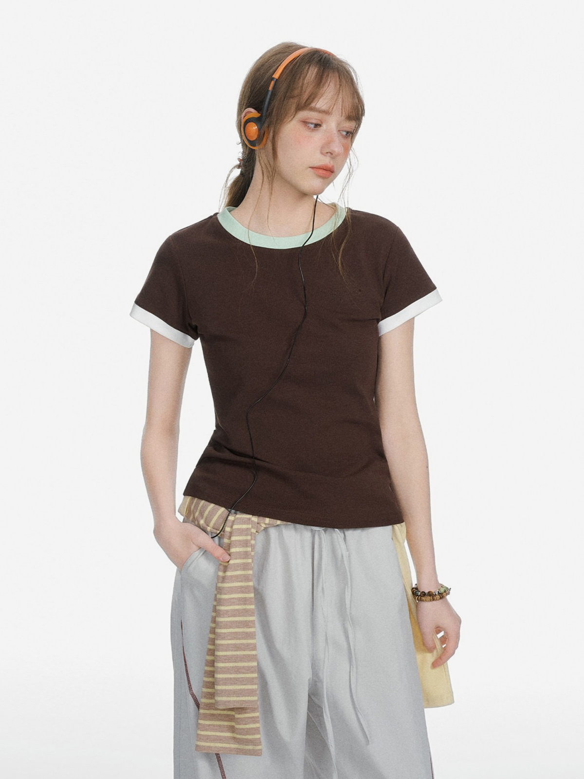 Aquaflow - Women's Color-Block Slim Fit Cropped T-Shirt