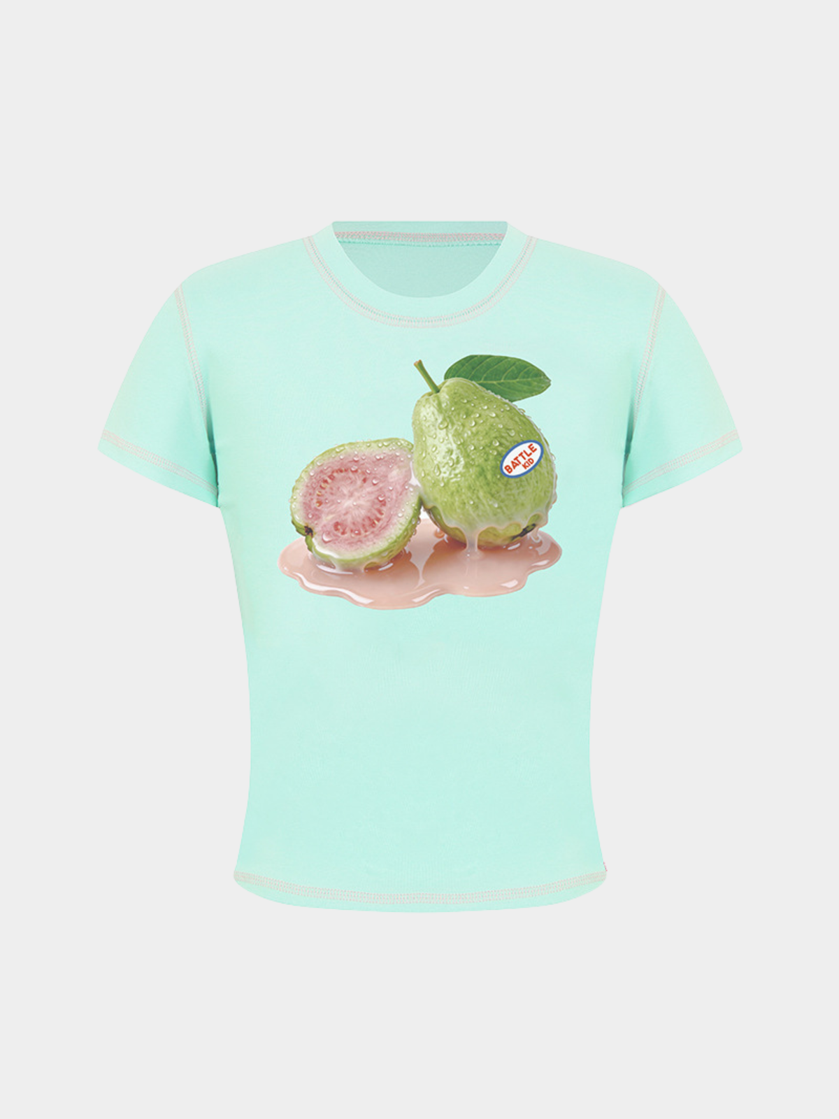 BerryPop - Women's Contrast Stitch Dopamine Print Cropped T-Shirt