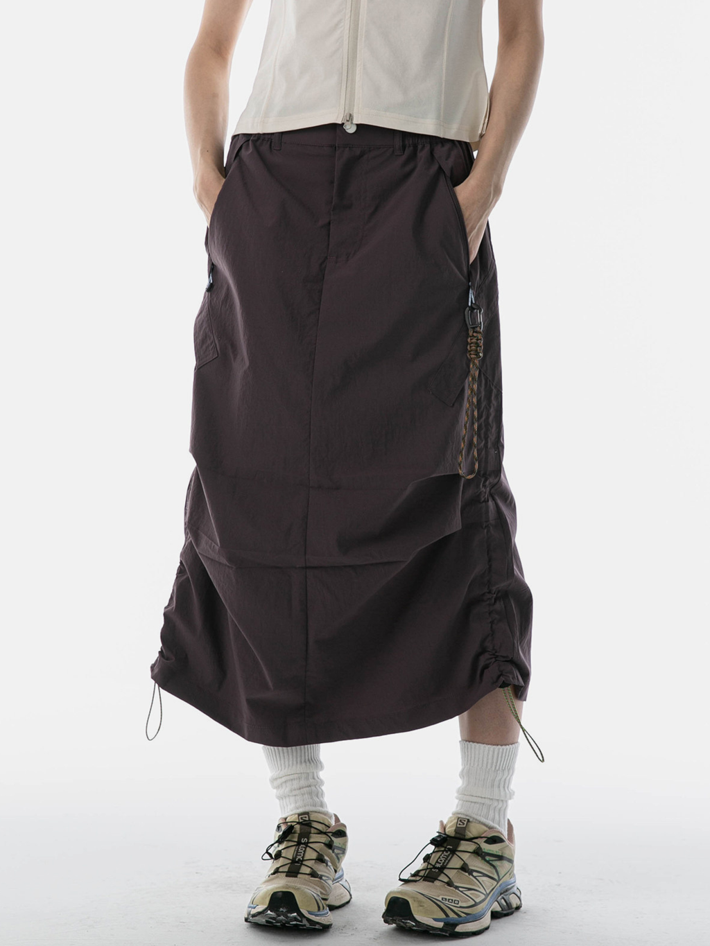 MontView - Women's Quick-Dry Drawstring Utility Midi Skirt